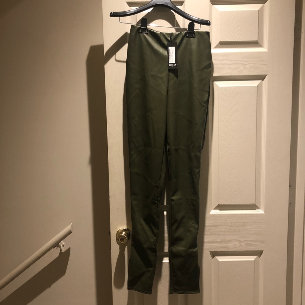 NWT green leather pants size 6